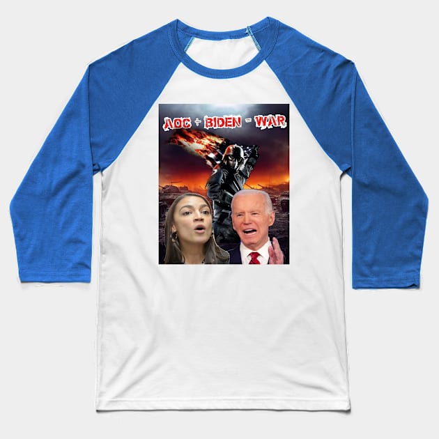 AOC + Biden = WAR Baseball T-Shirt by Political Gaffes